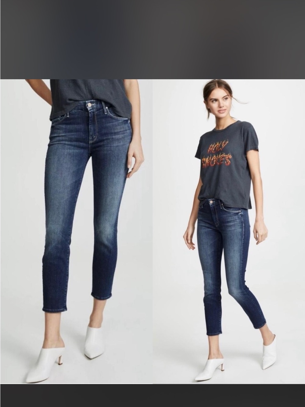 $238 MOTHER THE LOOKER CROP DARK WASH